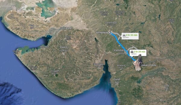Distance Abad to Statue of Unity